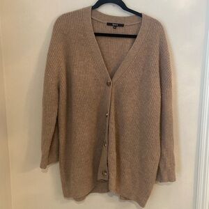 Quince Women’s Medium Mongolian Cashmere Tan Boxy Oversized Cardigan Sweater